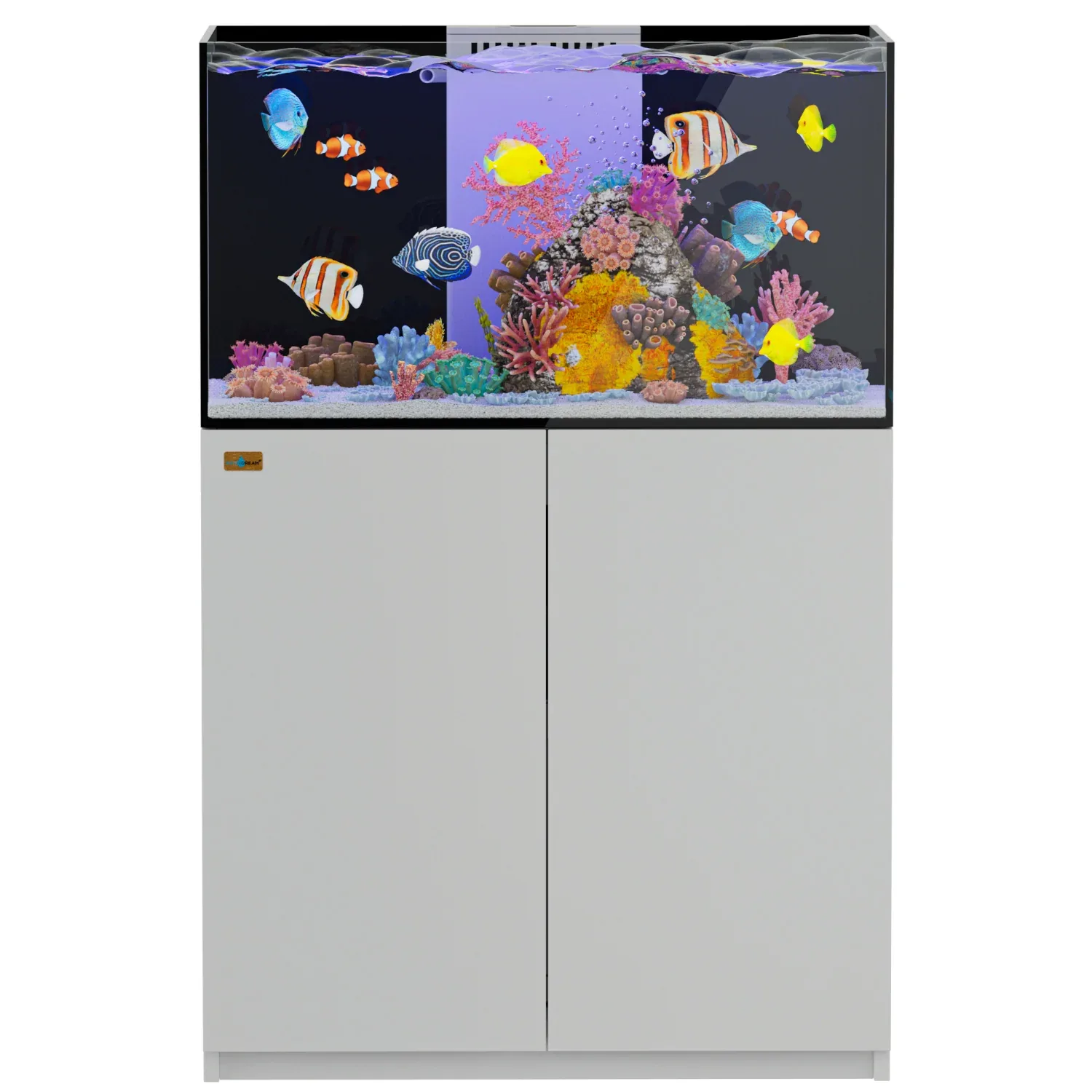 100 Gallon Coral Reef Aquarium Ultra Clear Glass Tank & Built in Sump White