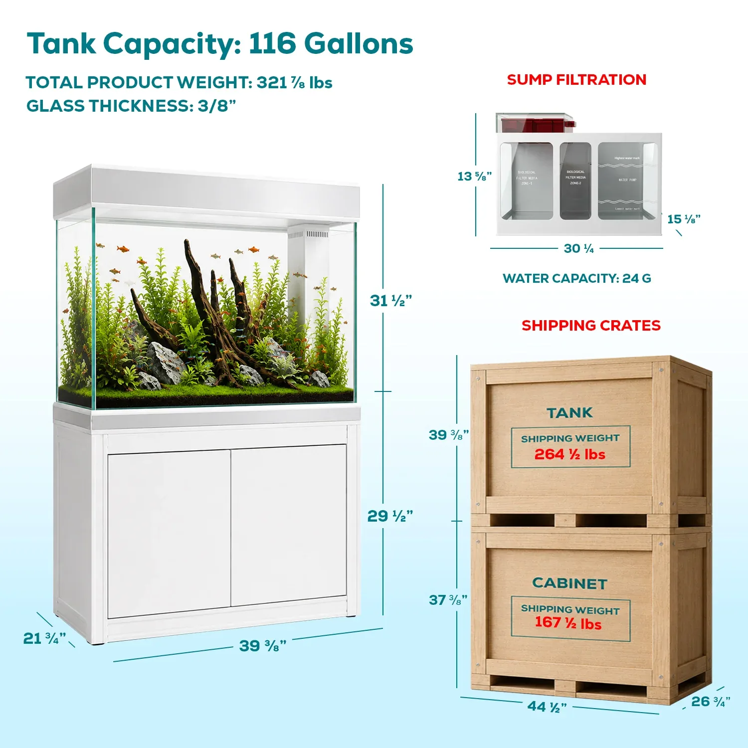 110 Gallon Aquarium with Stand | Premium Glass Fish Tank - Image 2