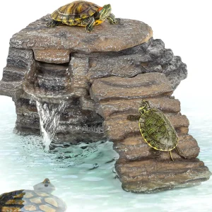 120GPH Turtle Filter Basking Platform with Detachable Bridge for Climbing Ramps and Diving