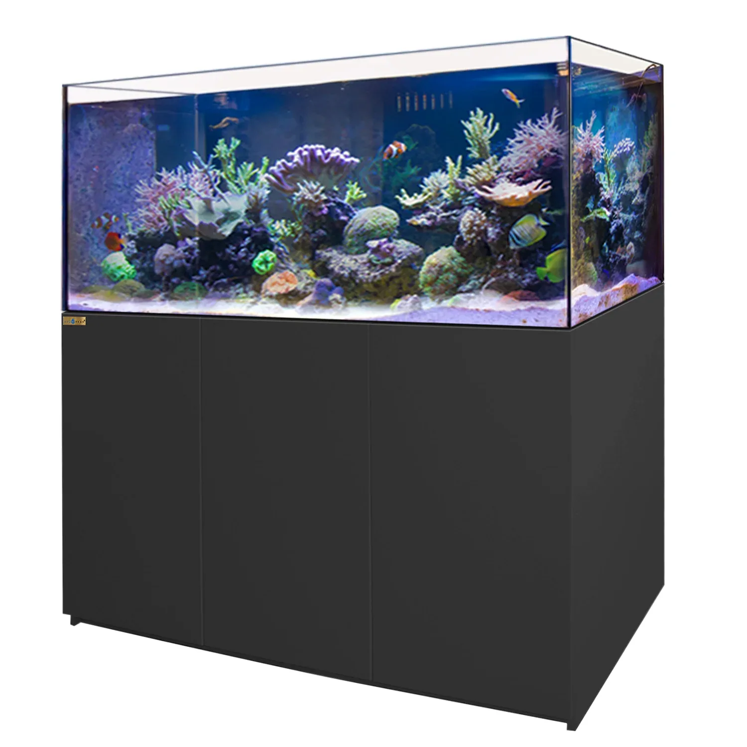 185 Gallon Coral Reef Aquarium Ultra Clear Glass Fish Tank with Built in Filter All Black