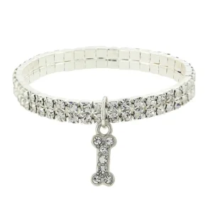 1928 Jewelry Crystal Two Row Stretch With Dog Bone