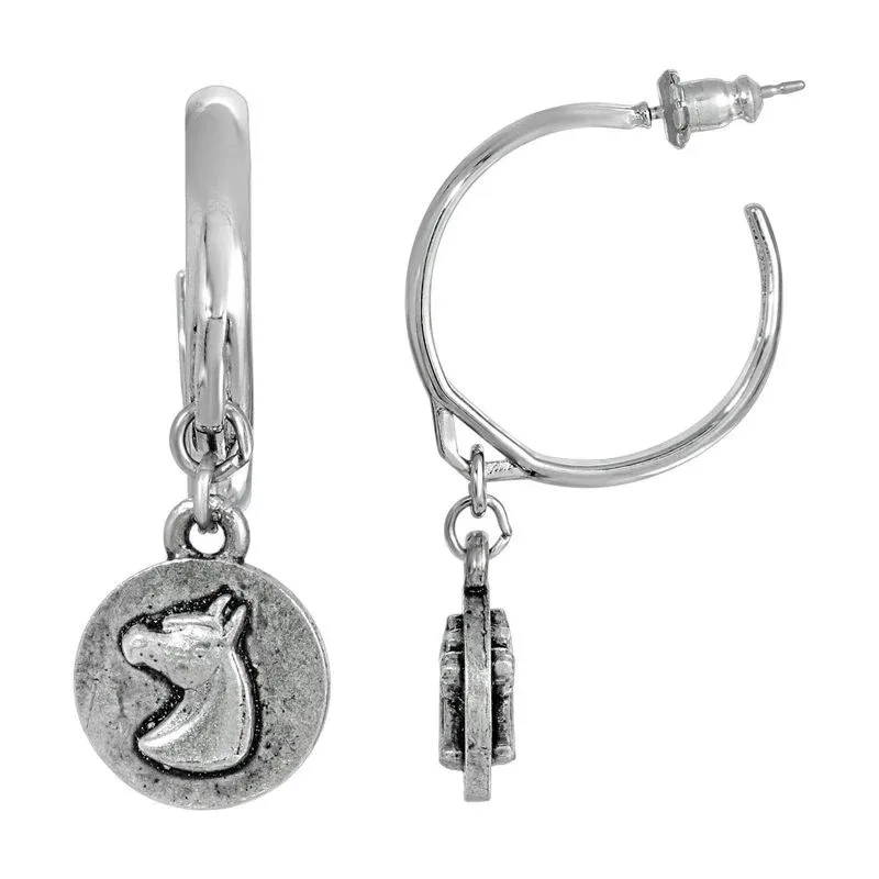 1928 Jewelry Hoop Horse Head Drop Earrings