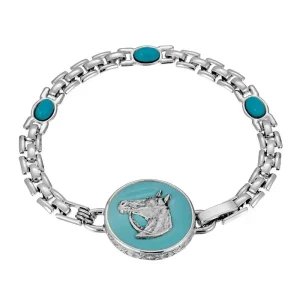 1928 Jewelry Turquoise Enamel Horse Head Bracelet
