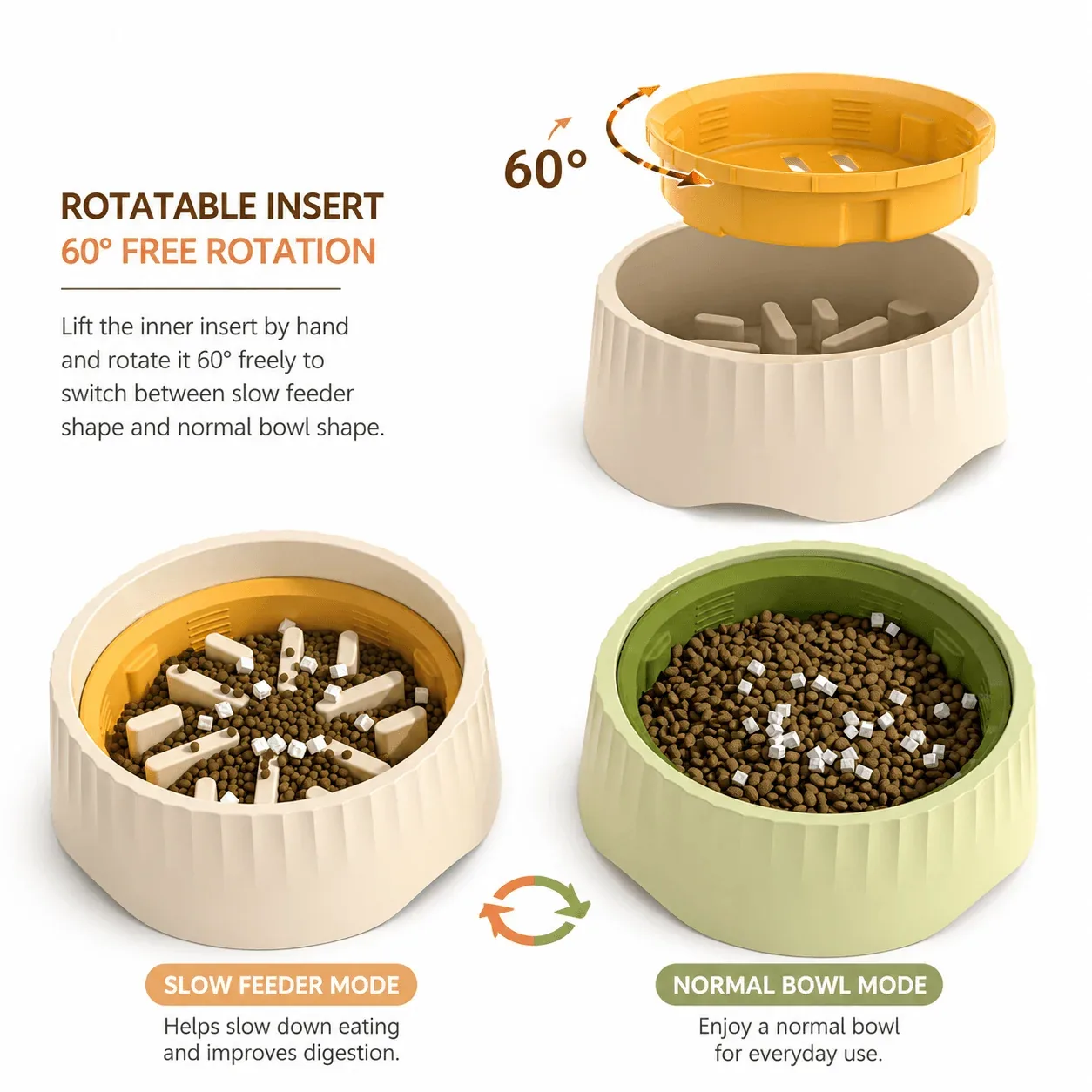 2-in-1 Rotatable Slow Feeder Bowl for Cats & Dogs - Image 2
