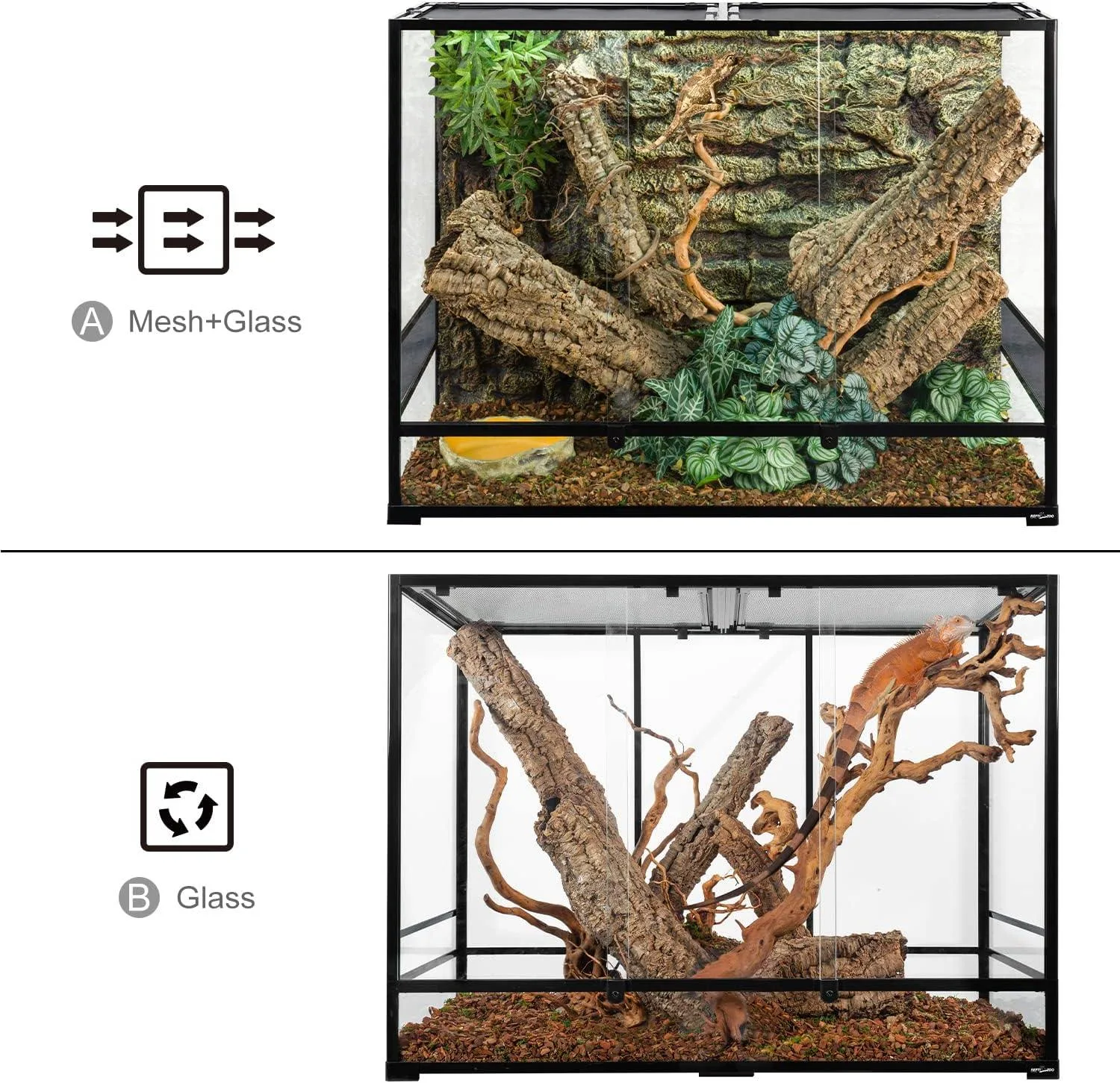 2026 New 135 Gallon 2 in 1 Large Vertical Reptile Terrarium 48" x 18" x 36" Rainforest Reptile Paludarium - Image 2