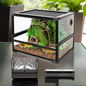 33 Gallon Reptile Tank Easy Folding 24"x 18"x 18" with Black PVC Back Panel NRK0107
