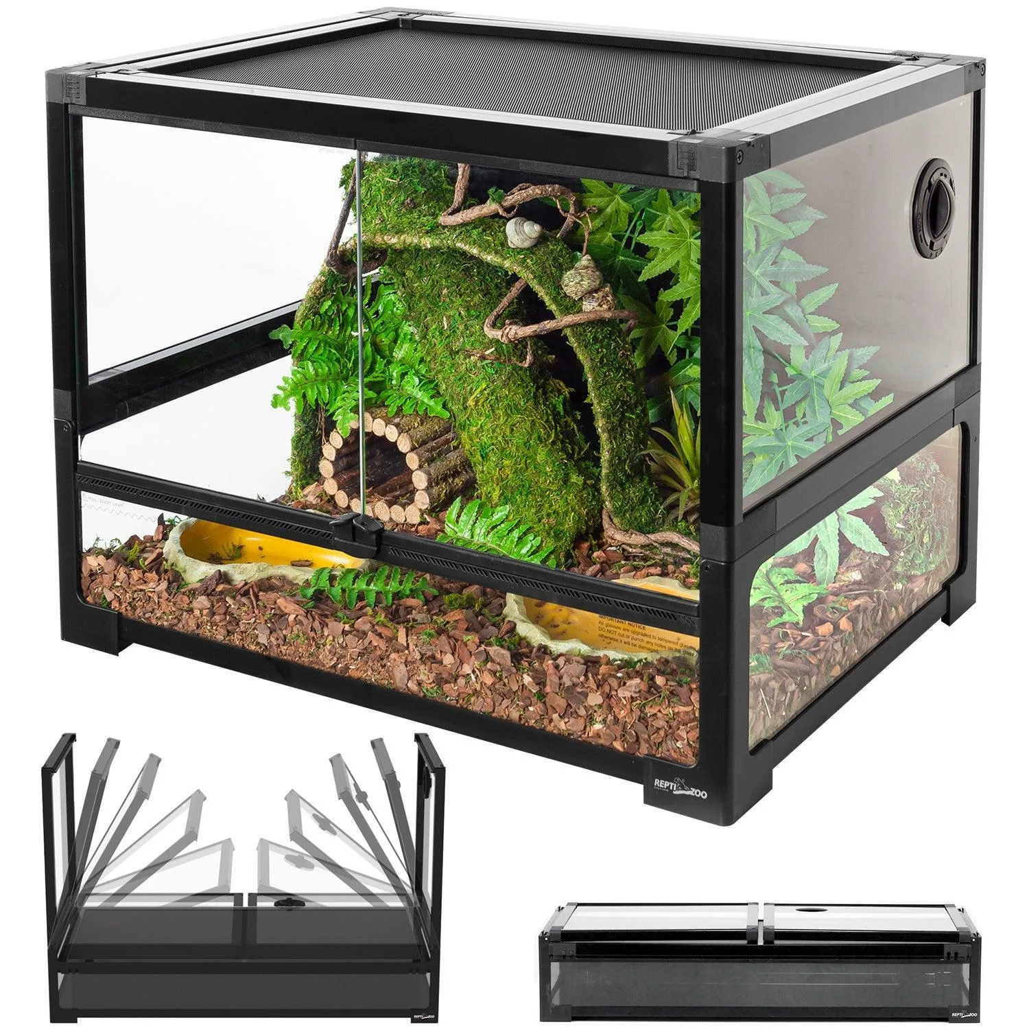 33 Gallon Reptile Tank Easy Folding 24"x 18"x 18" with Black PVC Back Panel NRK0107 - Image 2