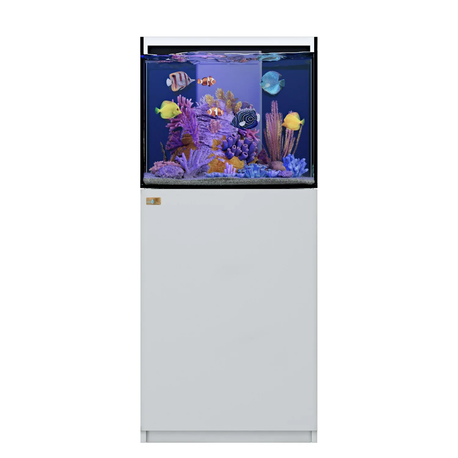 37 Gallon Coral Reef Aquarium Ultra Clear Glass Tank & Built in Sump All White