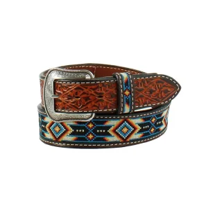 3D Mens Aztec Pattern Stitched Belt