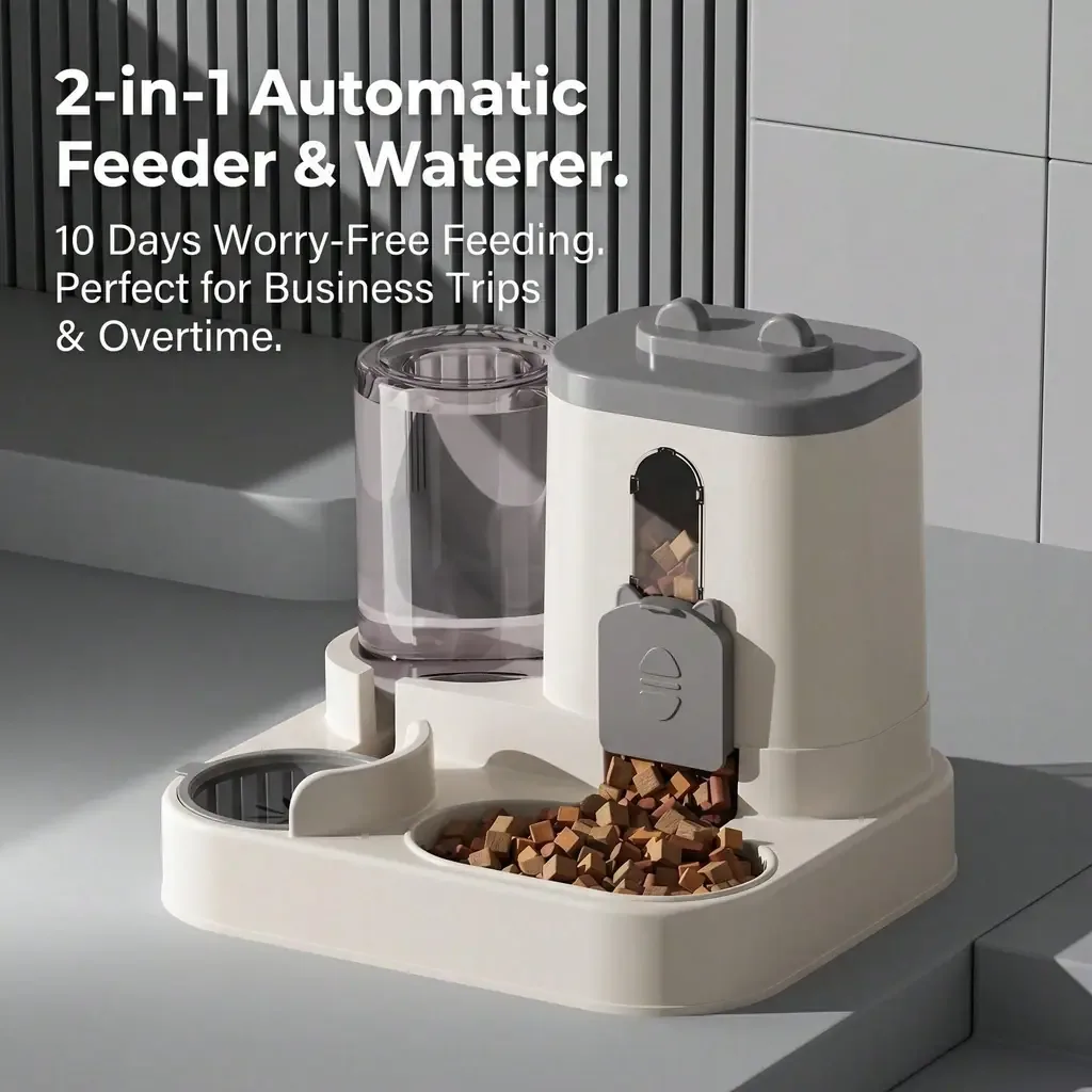 4 Colors Gravity Pet Feeder Water Dispenser Cute Cat Shaped Automatic Food Water Bowl Large Capacity Detachable Stable Anti Slip Base Feeding Supplies For Cats Puppies Small Animals Home Indoor Use - Image 2