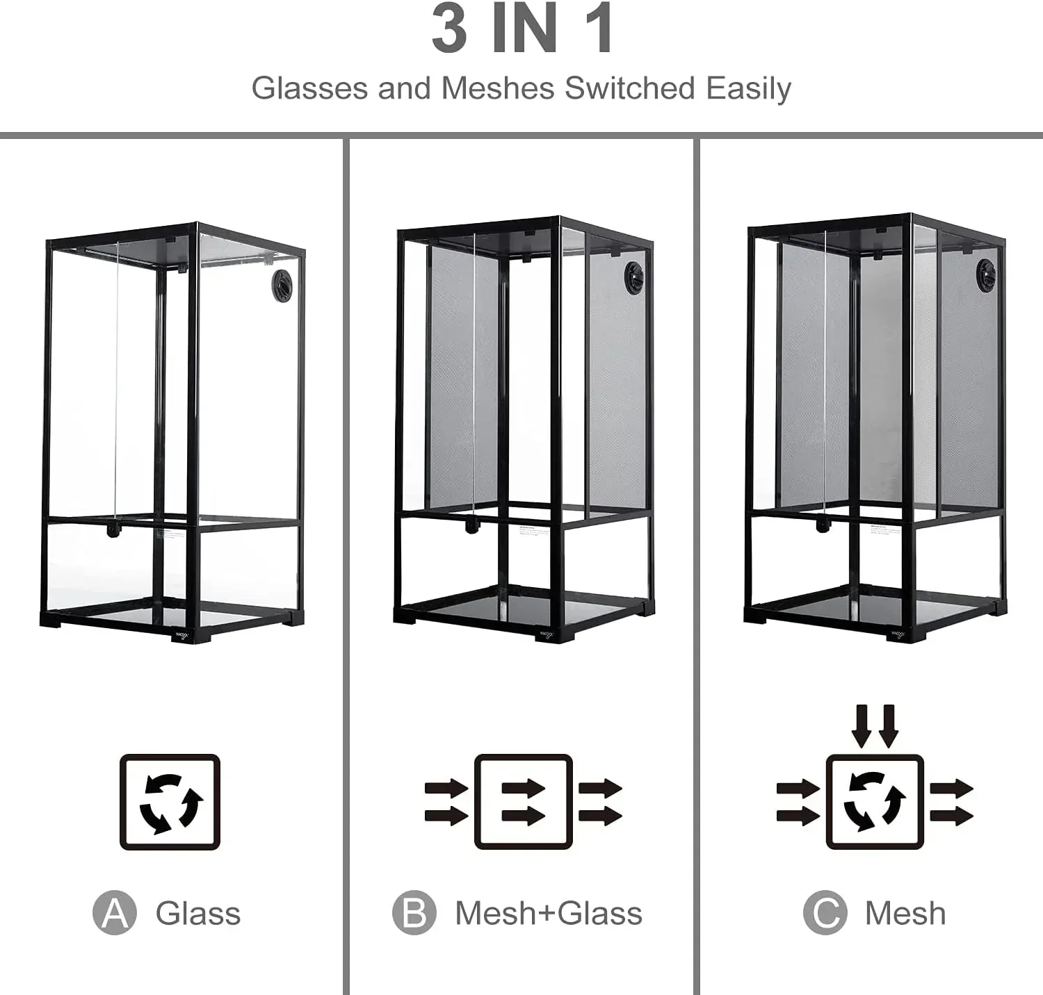 48 Gallon 18" x 18"x 36" Vertical Reptile Terrarium , Front Opening Glass Reptile Cage for Chameleon Iguana RK454590 - Image 2