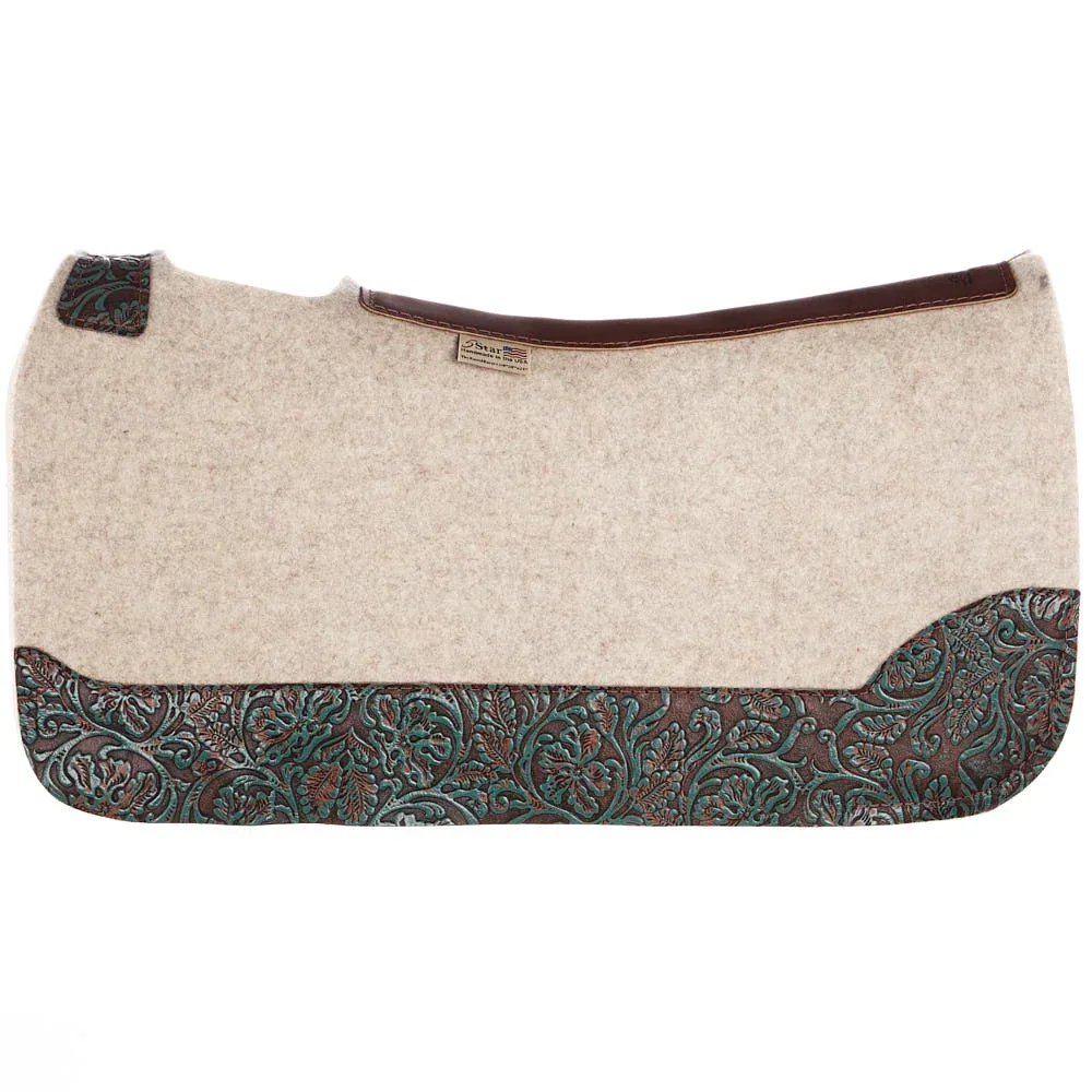 5 Star Equine Products Supplies Inc. 1in Roper Turquoise Brown Cowboy Tool Natural Roper Saddle Pad - Image 2