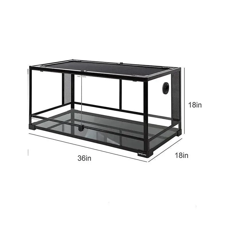 50 Gallon 36" x 18" x 18" Reptile Terrarium 2 in 1 Side Meshes Glasses and Side Full Glasses Double Hinge Door bearded dragon or snake tank RK0119P - Image 2