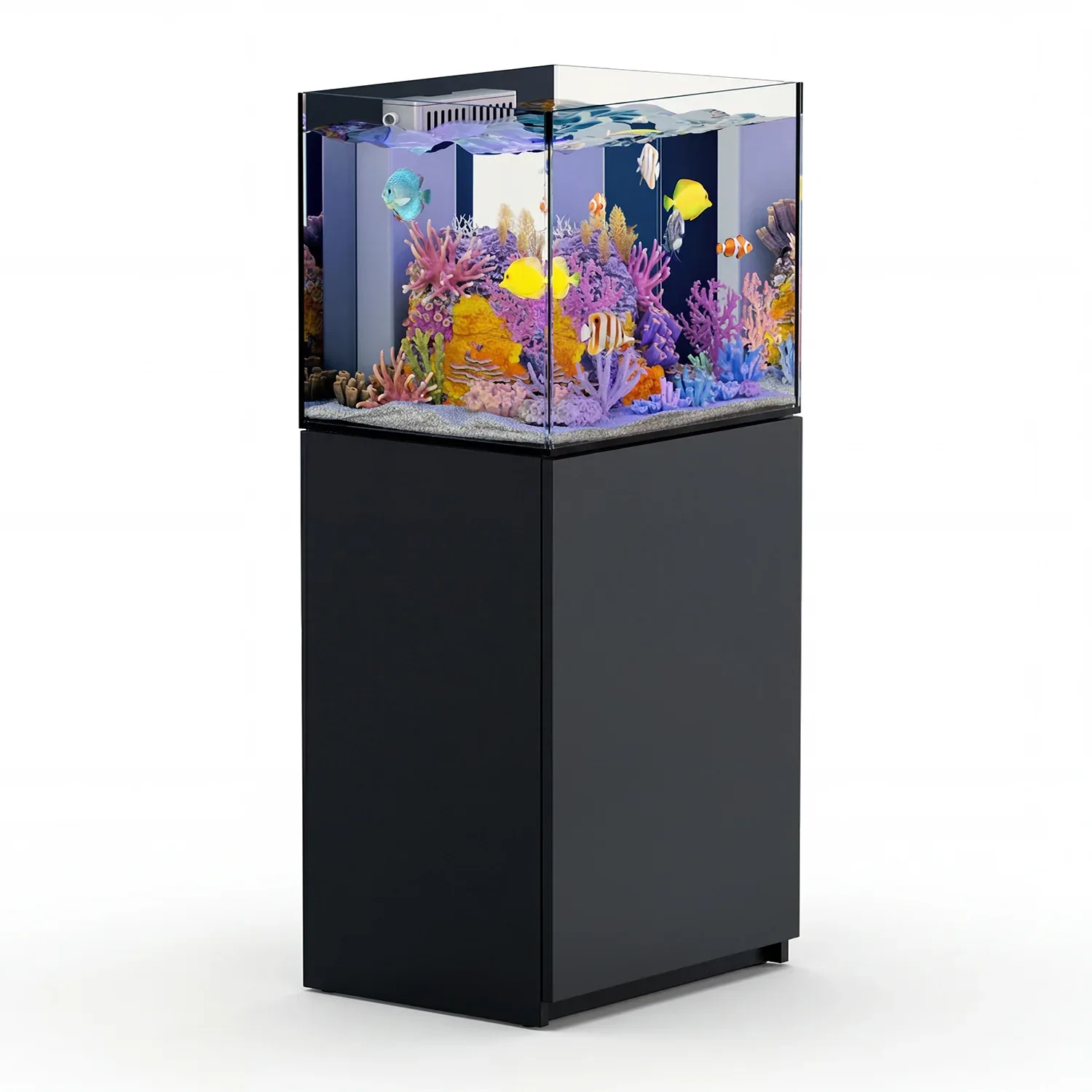 50 Gallon Coral Reef Aquarium Ultra Clear Glass Tank & Built in Sump All Black
