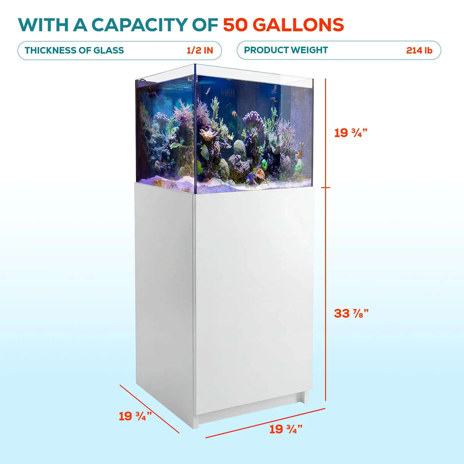 50 Gallon Reef Tank Aquarium Ultra Clear Glass & Built in Sump All White - Image 2