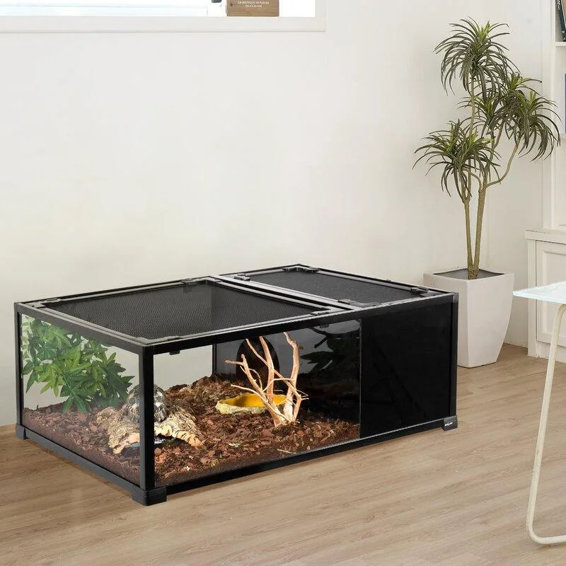 52 gallons 36″*24″*14″ terrarium with compartment and black coating glass sides RKE0204
