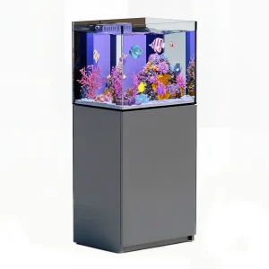 63 Gallon Coral Reef Aquarium Ultra Clear Glass Tank & Built in Sump Silver