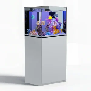 63 Gallon Coral Reef Aquarium Ultra Clear Glass Tank & Built in Sump White