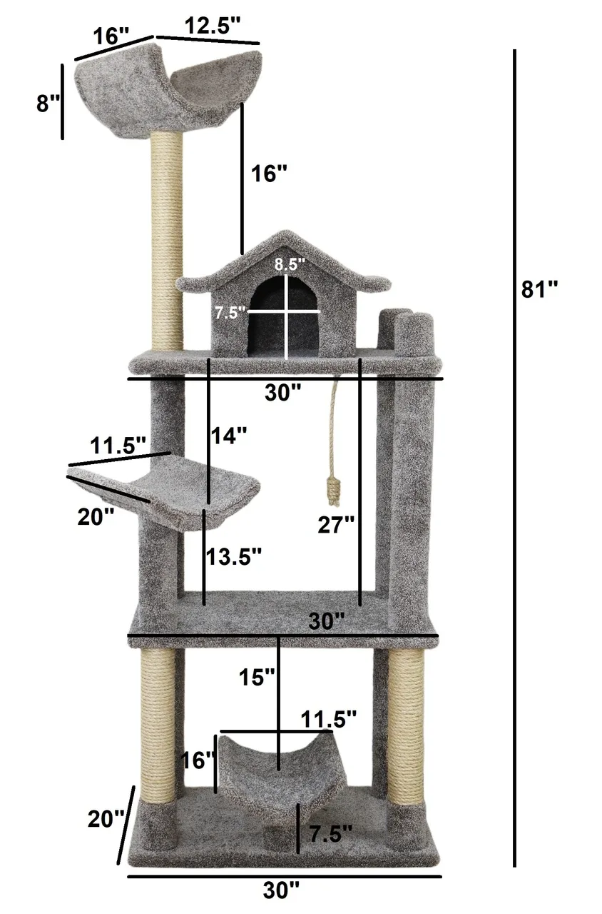 81″ Extra Tall Cat Tree | Multi-Level Tower for Active & Climbing Cats - Image 2