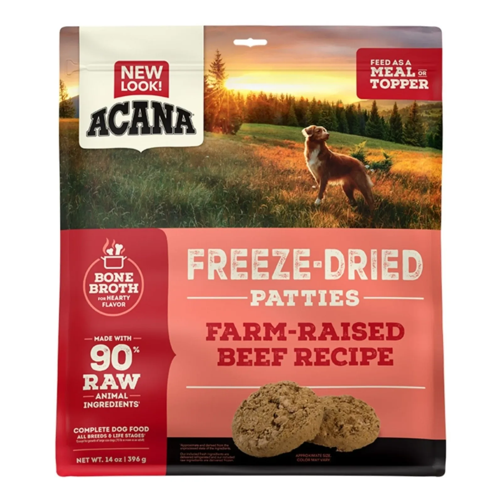 Acana Dog Grain-Free Freeze-Dried Patties Farm Raised Beef Recipe 14 oz