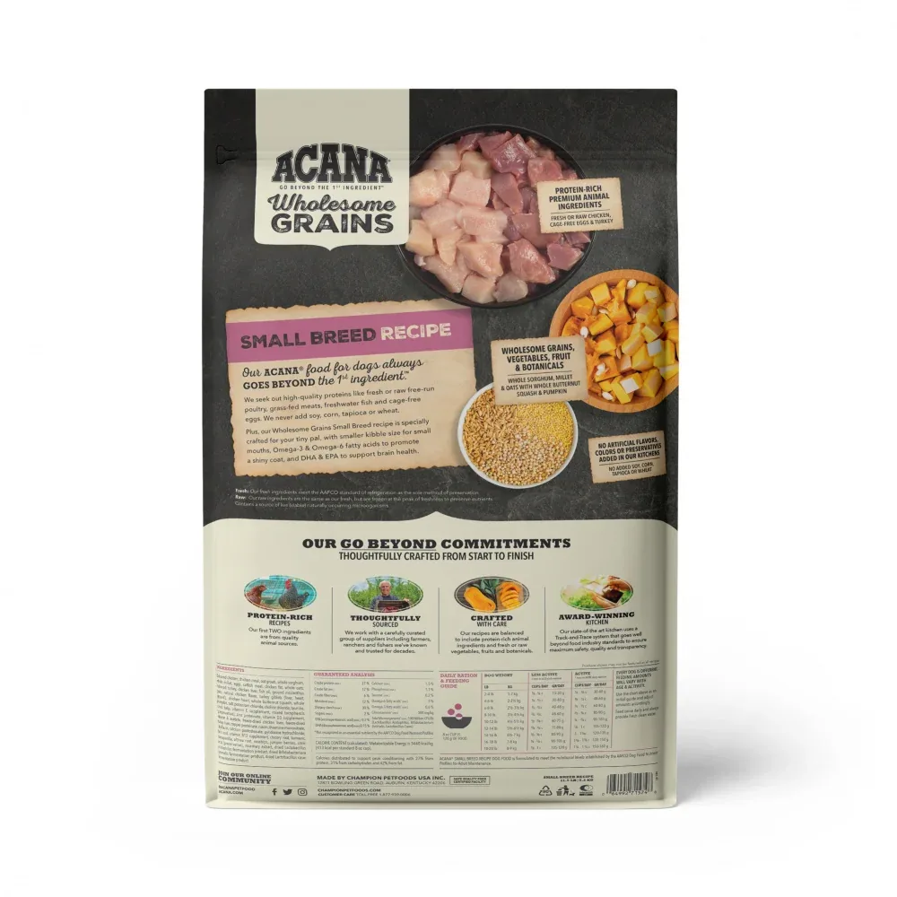 ACANA Wholesome Grains Small Breed Recipe, Real Chicken, Eggs & Turkey Dry Dog Food - Image 2