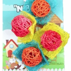 AE Cage Company Nibbles Bon Bon Loofah Chew Toys Assorted Colors