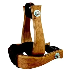 Aime Imports Oak Wood Bell Stirrups 2in Leather