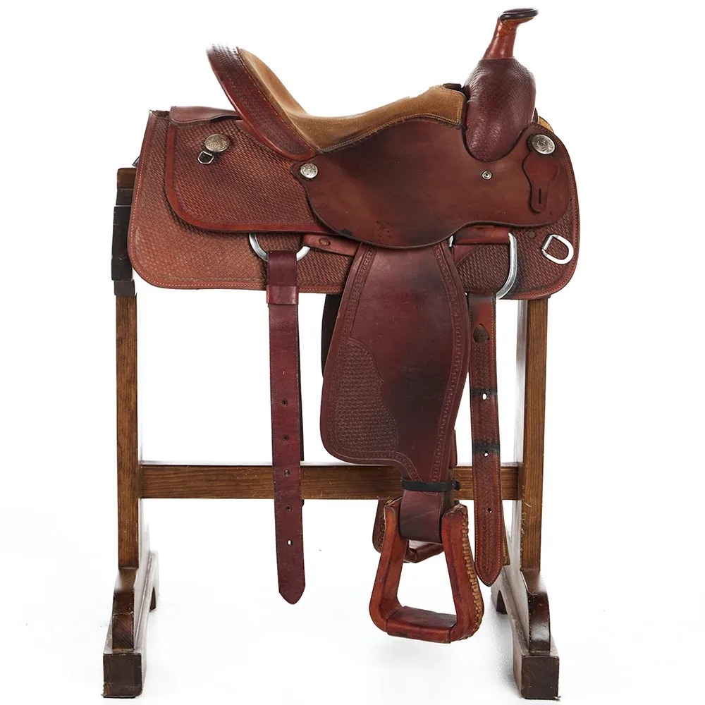 Alamo Saddlery Used 14.5in Baby Basket Padded Seat Ranch Roper - Image 2