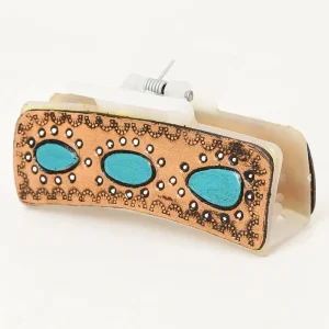 American Darling Tooled Leather Hair Clip