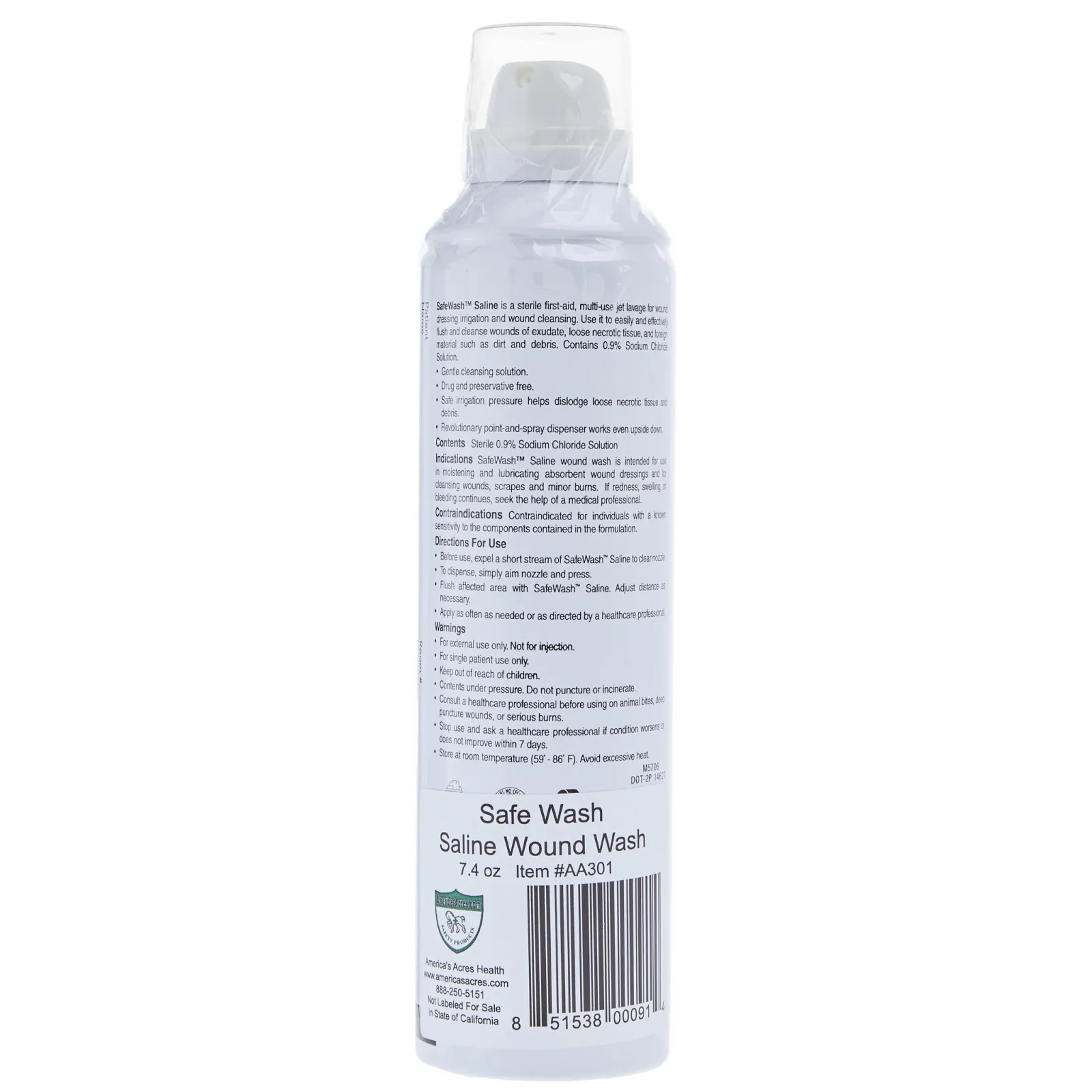 Americas Acres SafeWash Saline Wound Spray - Image 2