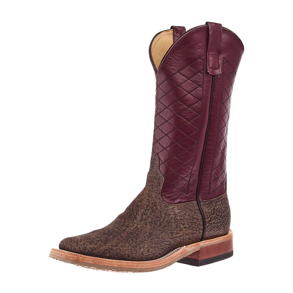 Anderson Bean Men's Charcoal Boar Vamp 13in Burgundy Glove Top Crepe Sole