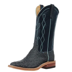 Anderson Bean Men's Ride Ready Denim Full Quill Ostrich Vamp 13in Regal Blue Kidskin Top