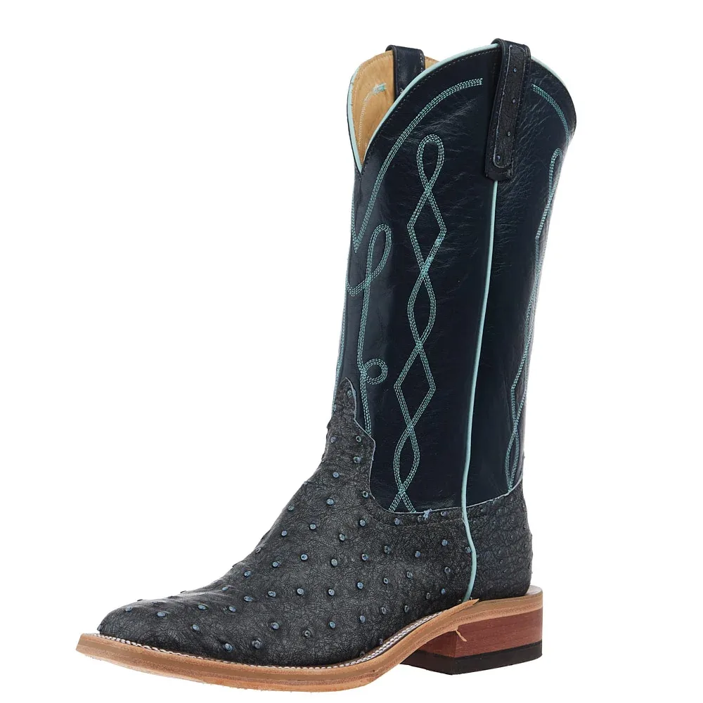 Anderson Bean Men's Ride Ready Denim Full Quill Ostrich Vamp 13in Regal Blue Kidskin Top