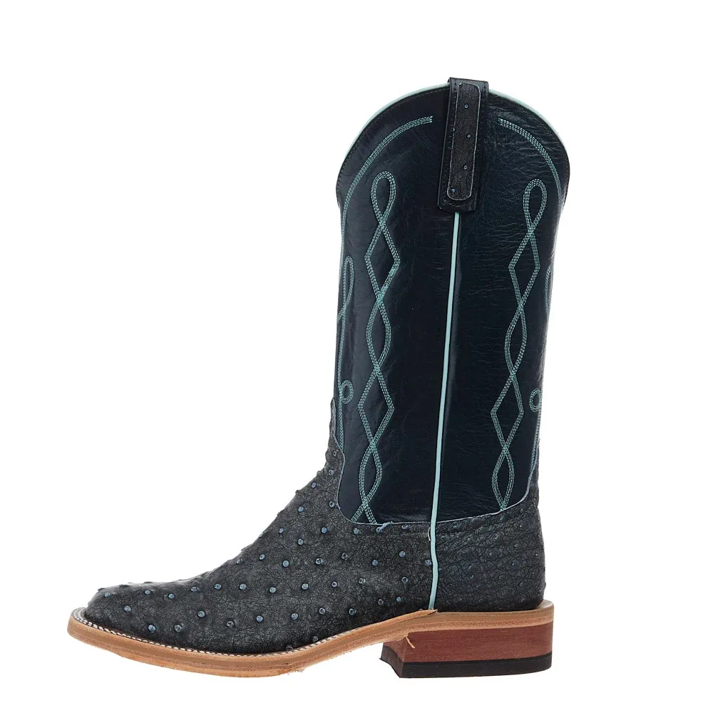 Anderson Bean Men's Ride Ready Denim Full Quill Ostrich Vamp 13in Regal Blue Kidskin Top - Image 2