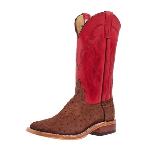Anderson Bean Men's Ride Ready Kango Tobaco Suede Full Quill Ostrich Vamp 13in Red Waxy Kansas Top