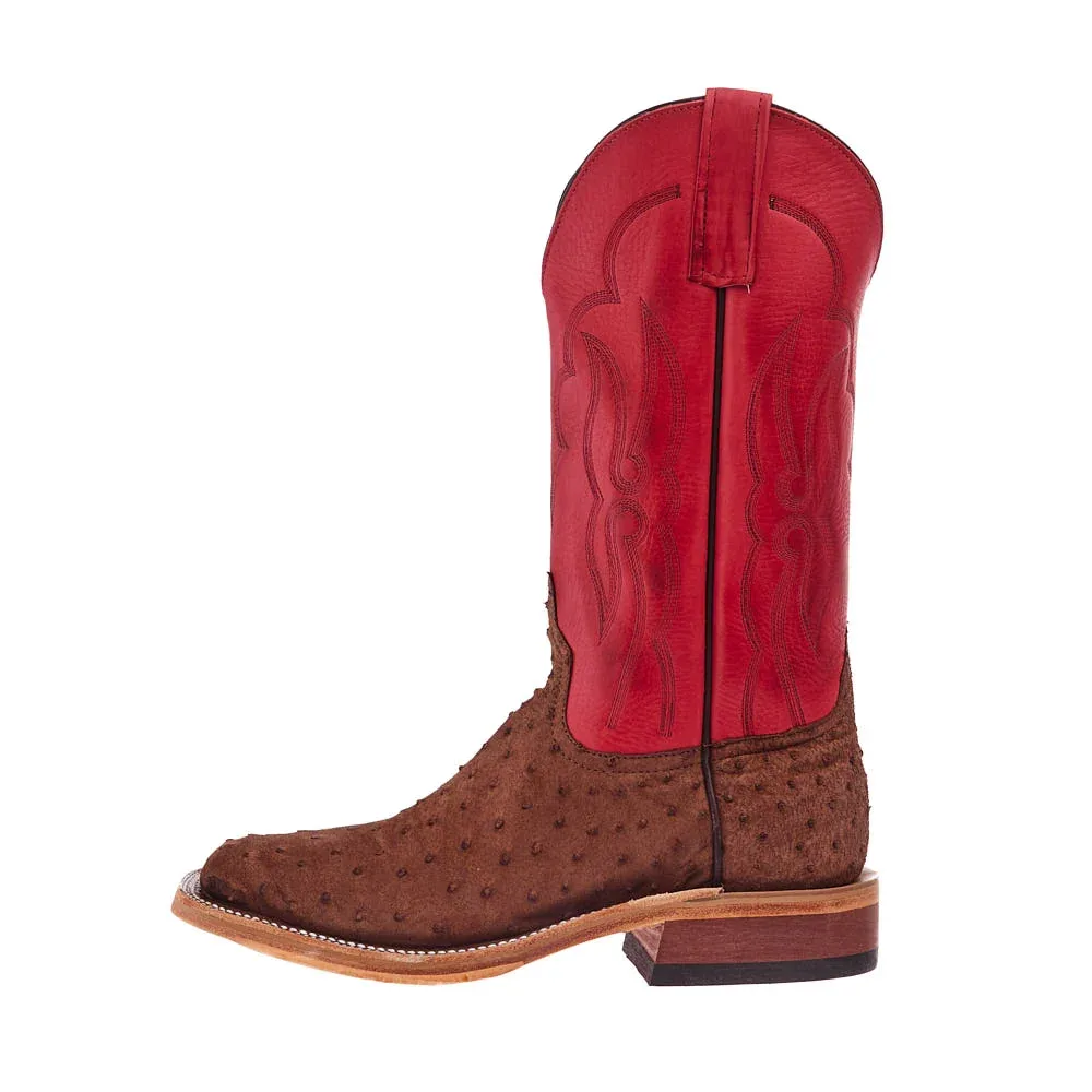 Anderson Bean Men's Ride Ready Kango Tobaco Suede Full Quill Ostrich Vamp 13in Red Waxy Kansas Top - Image 2