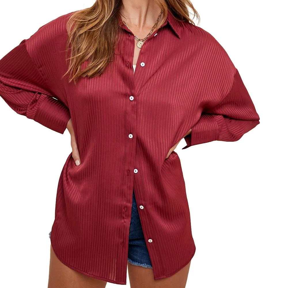Anniewear Women's Mineral Red Striped Textured Top