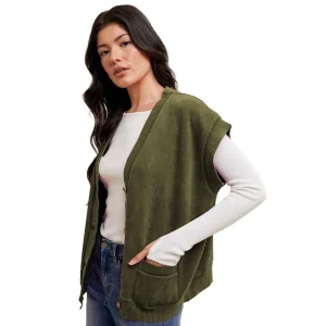 Anniewear Women's Olive French Terry Vest