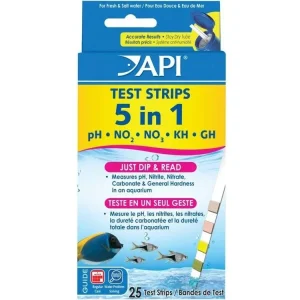 API 5-in-1 Freshwater Aquarium Test Strip, 25ct