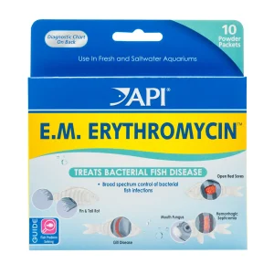 API E.M. ERYTHROMYCIN Freshwater Fish Powder Medication 10-Count Box