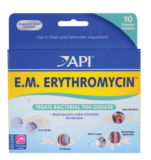 API E.M. Erythromycin Freshwater Fish Powder Medication 10 Pack - Image 2