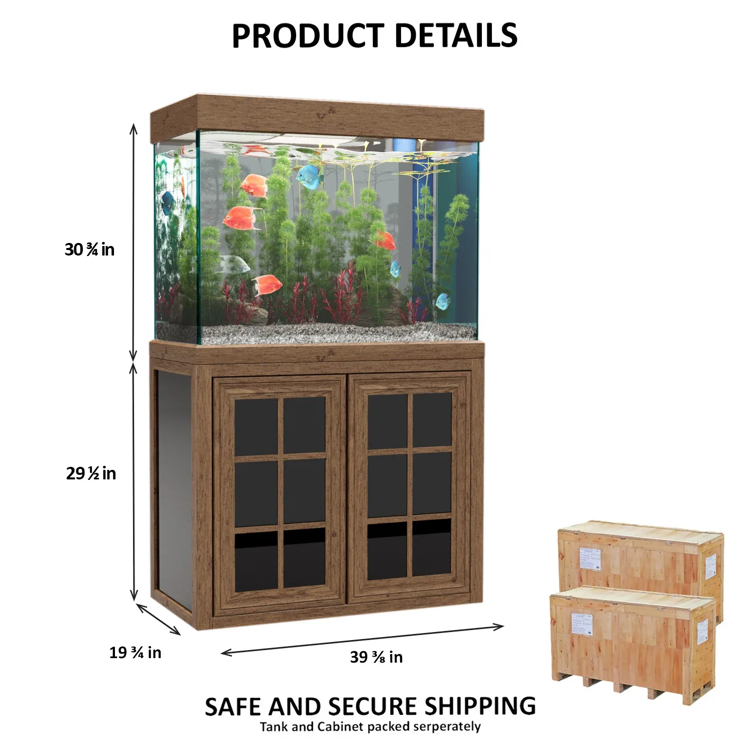 Aqua Dream 100 Gallon Tempered Glass Aquarium Darkwood - Image 2