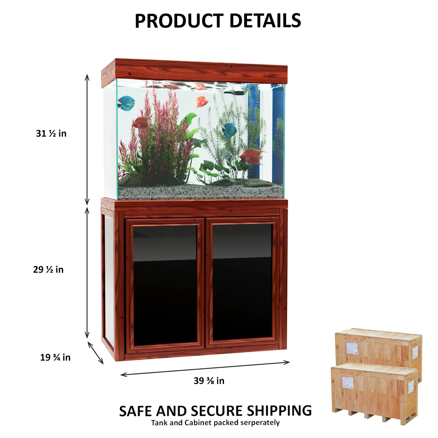 Aqua Dream 100 Gallon Tempered Glass Aquarium in Redwood - Image 2