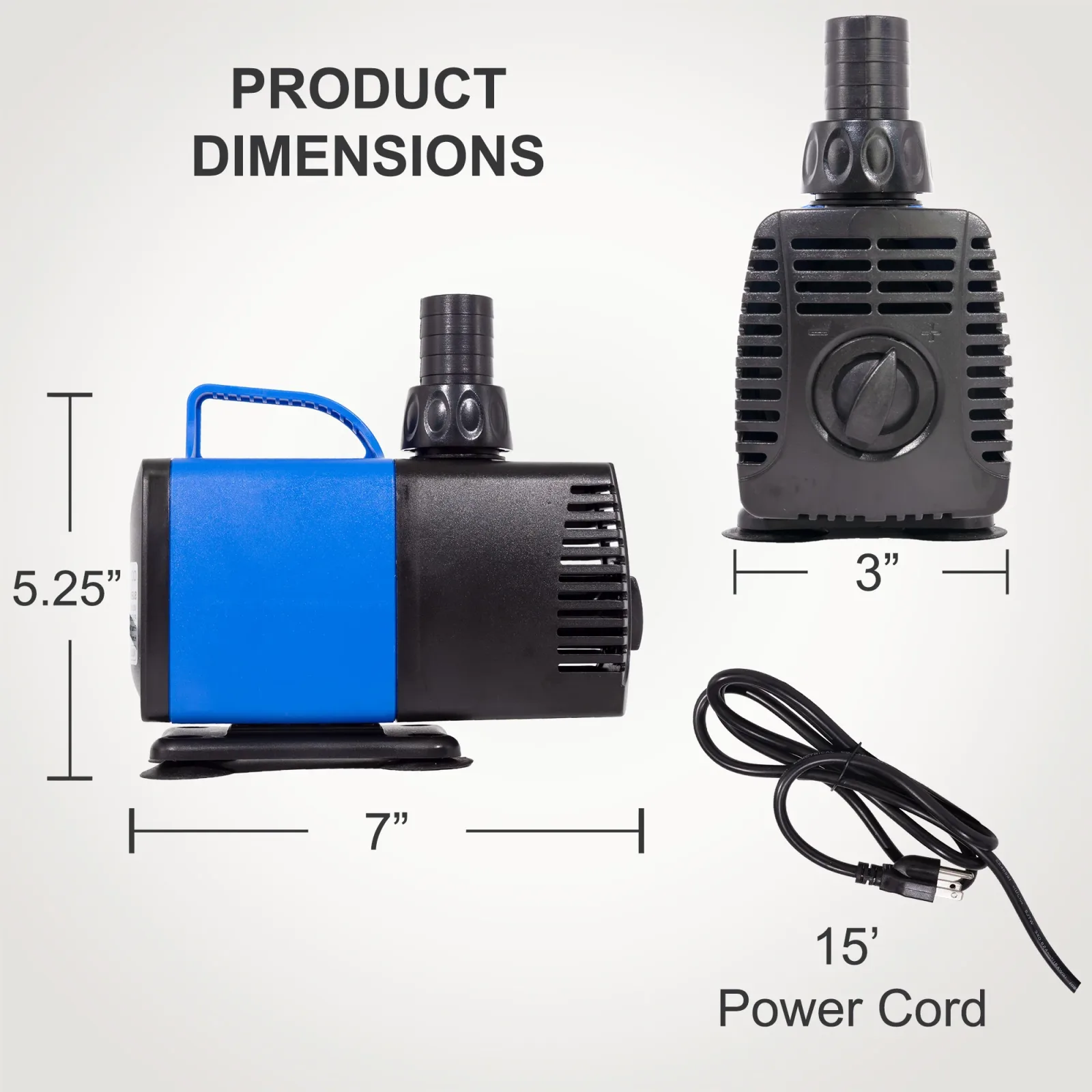 Aqua Dream 1200 GPH Amphibious Pond Fountain Water Feature Pump 15’ SJTW 3-Prong Plug - Image 2