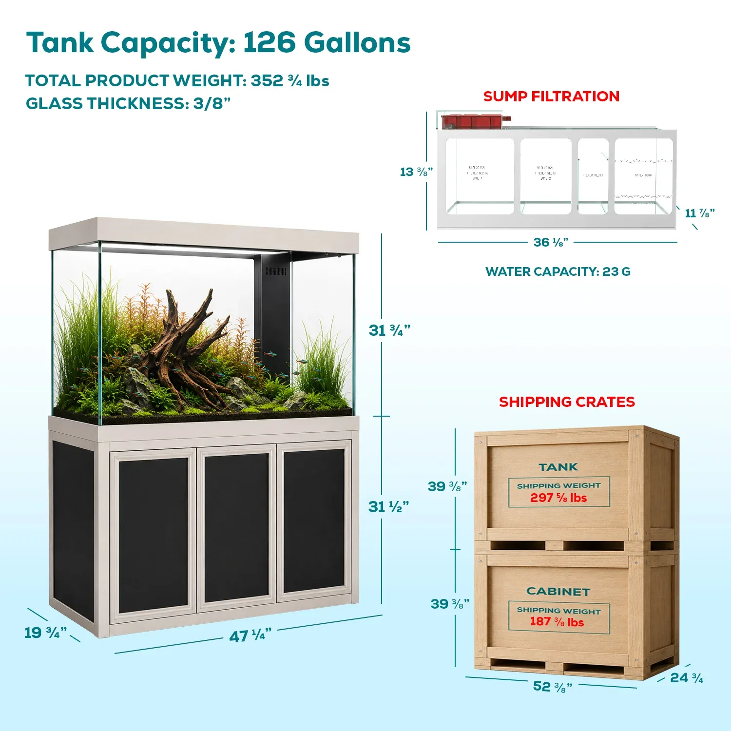 Aqua Dream 145 Gallon Tempered Glass Aquarium Silver Edition - Image 2