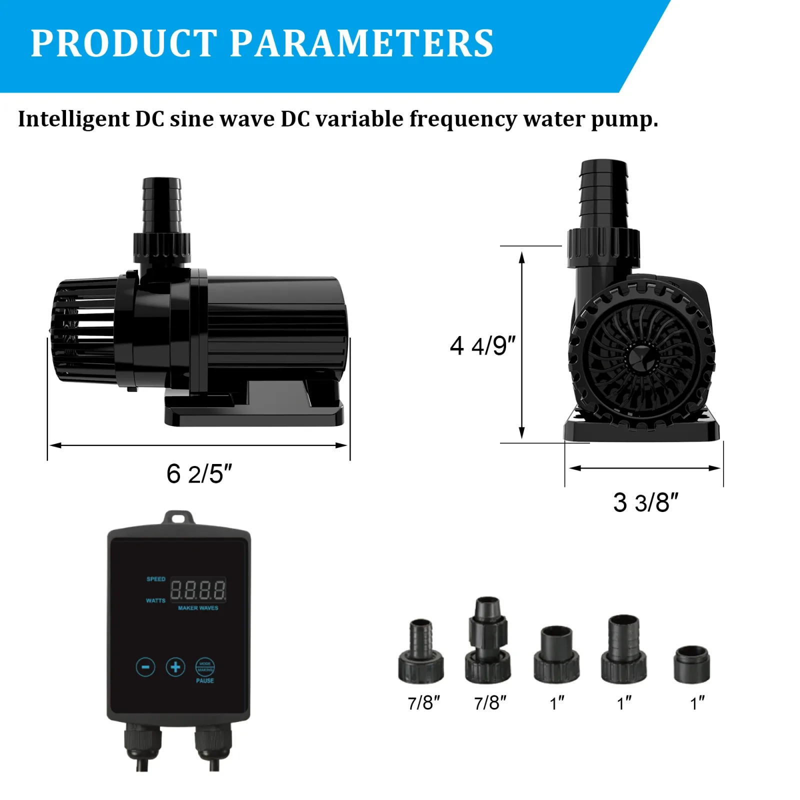 Aqua Dream 1585 GPH External & Submersible Water Pump 50W Variable Frequency with External Controller - Image 2