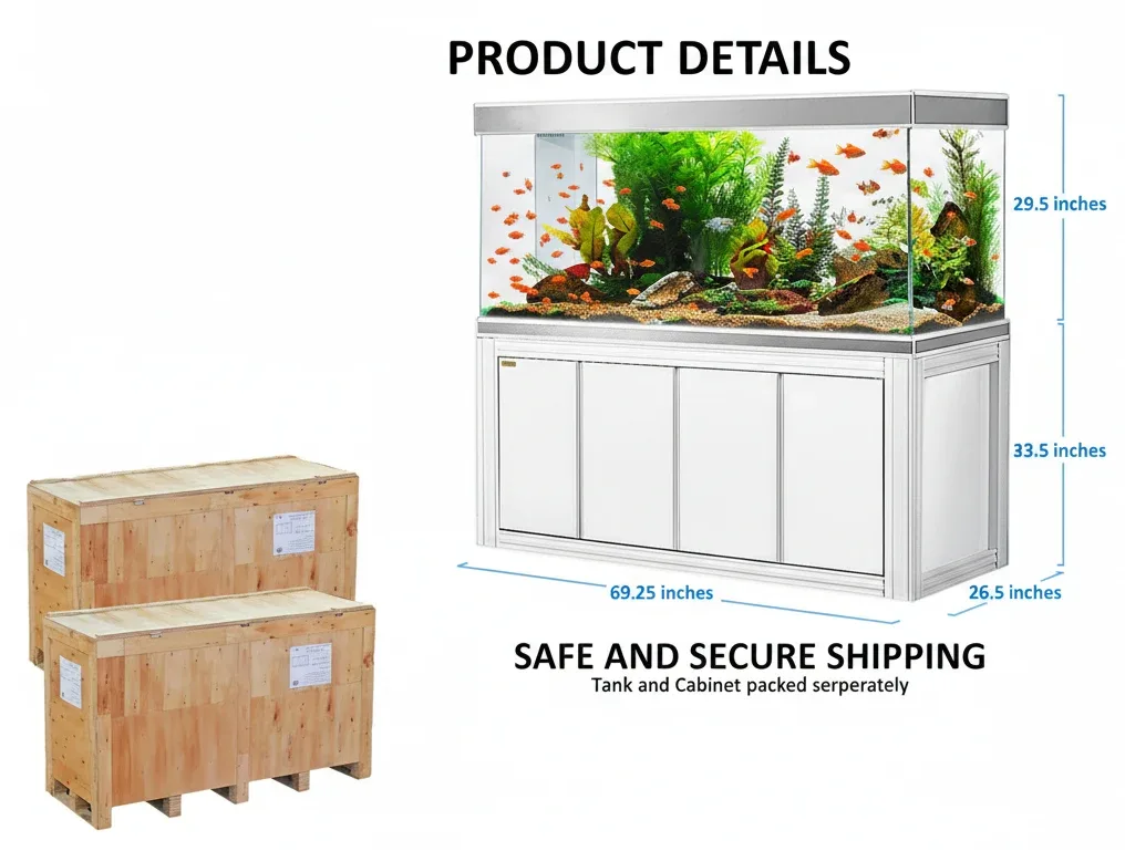 Aqua Dream 230 Gallon Tempered Glass Tanks Aquarium White & Silver with Premium Filtration System - Image 2
