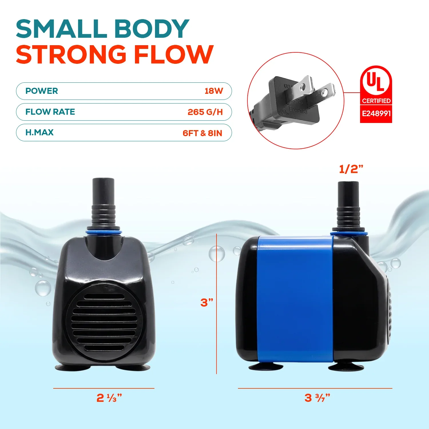 Aqua Dream 265 GPH Submersible Pump Aquarium Powerhead - Image 2