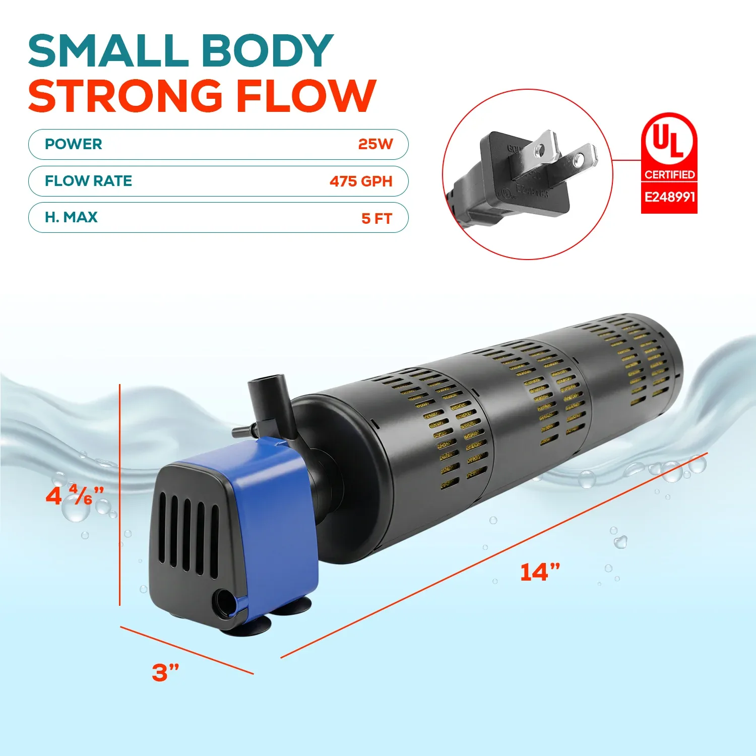 Aqua Dream 3in1 Aquarium Internal Filter Water Pump Oxygen 475 GPH - Image 2