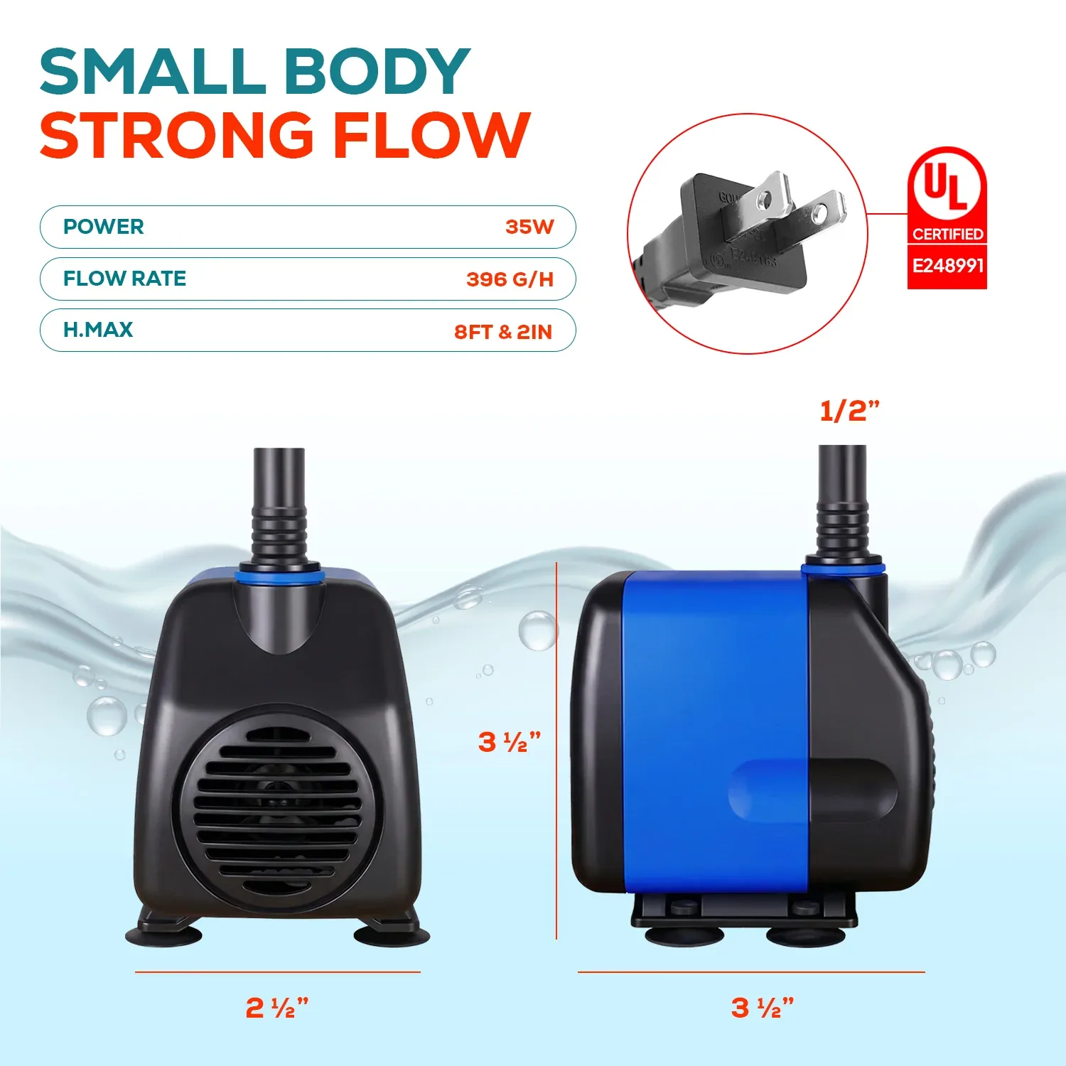 Aqua Dream 400 GPH Aquarium Submersible Pump Hydroponics - Image 2